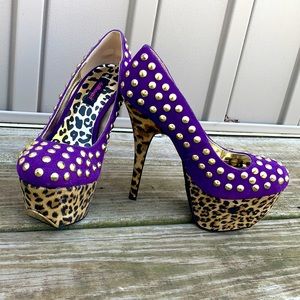 Dollhouse purple studded cheetah heels